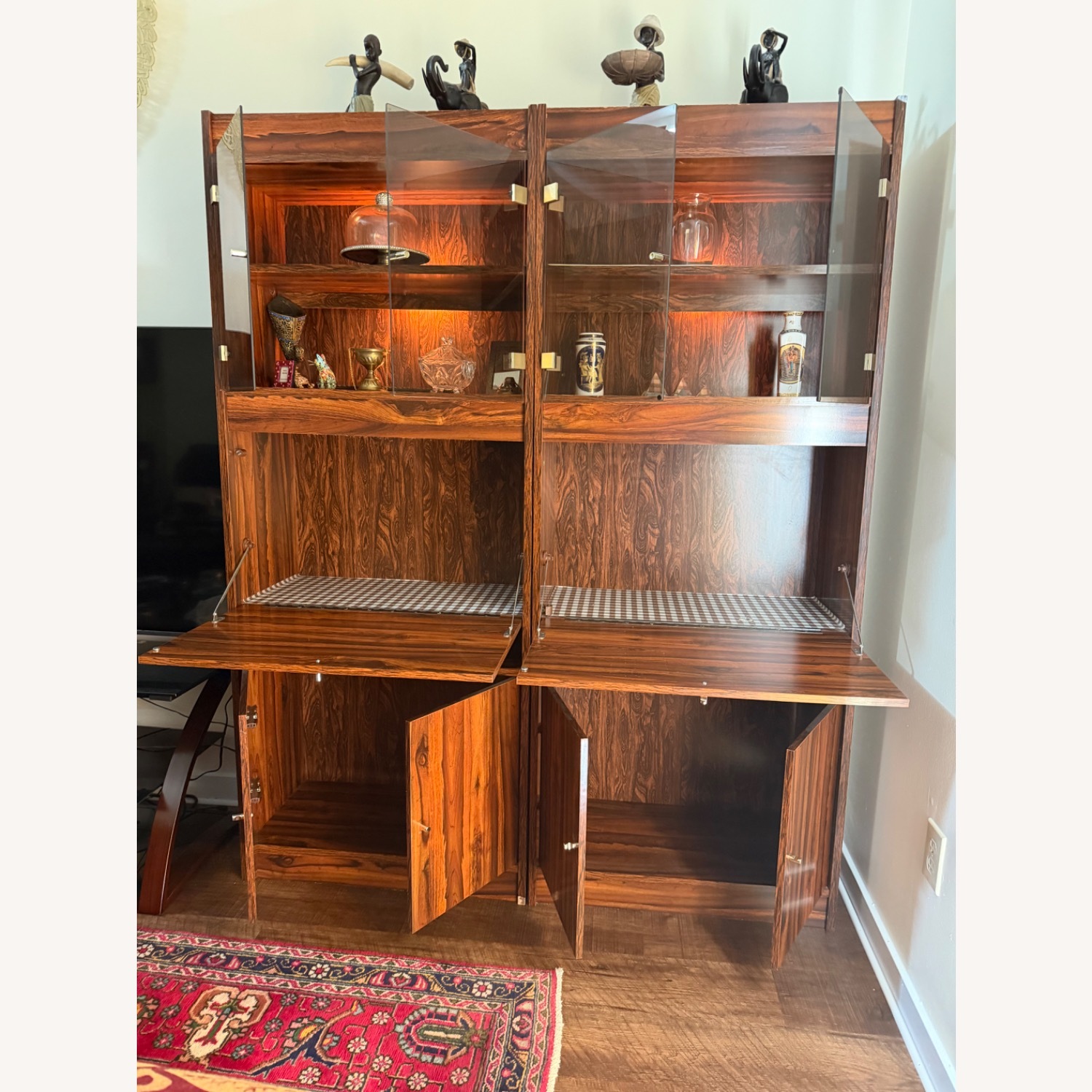 Dark Brown Wood Wall Unit - image-4