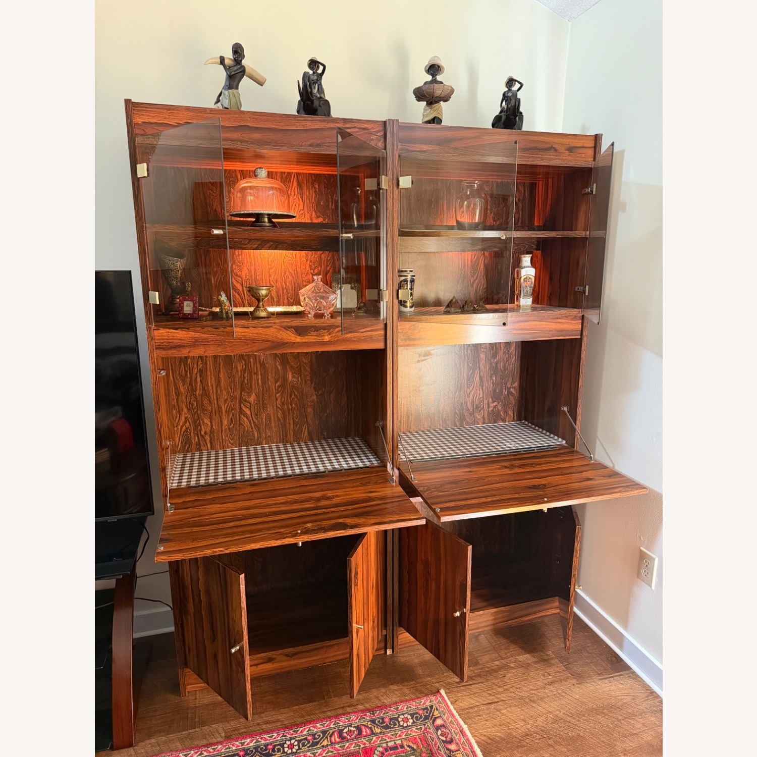 Dark Brown Wood Wall Unit - image-2
