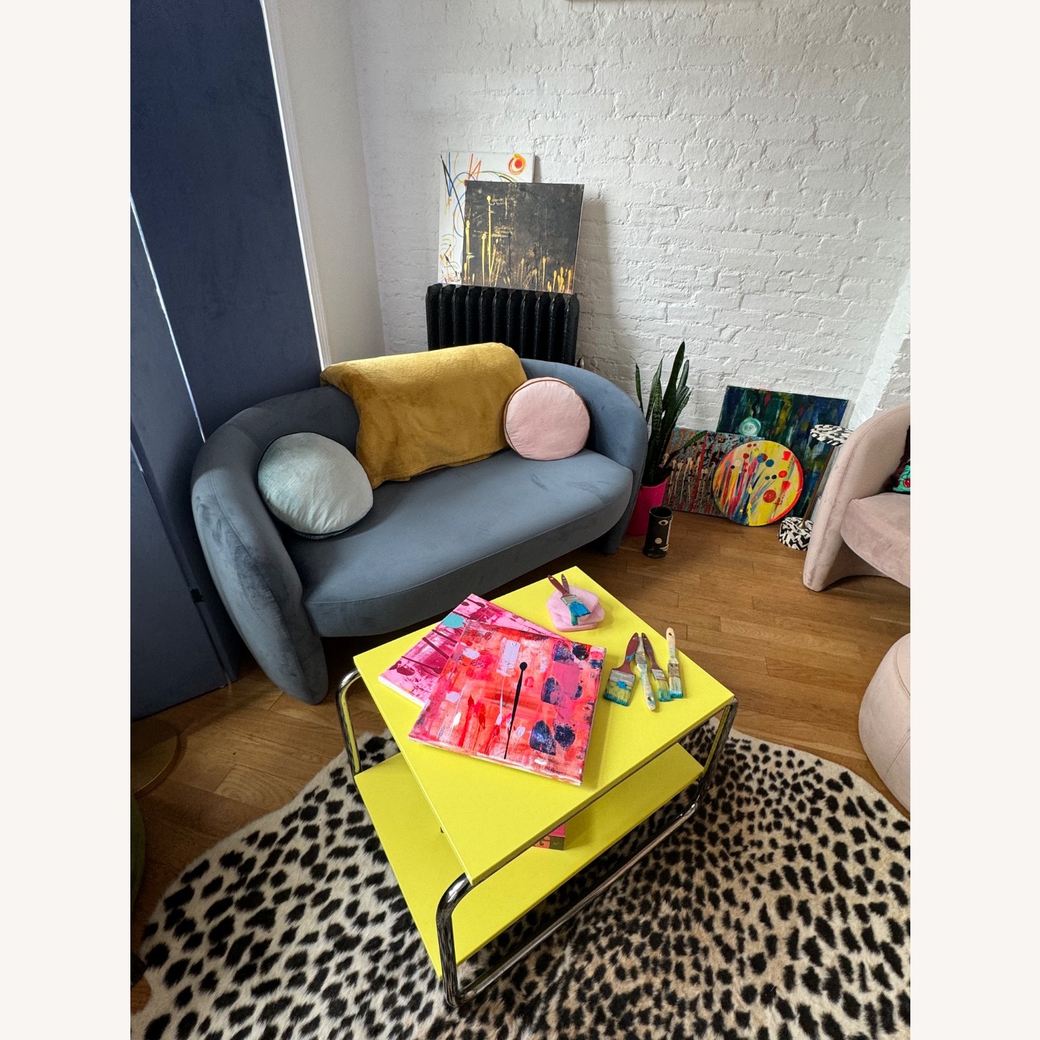 Joss & Main Kearney Blue Velvet Loveseat - image-1