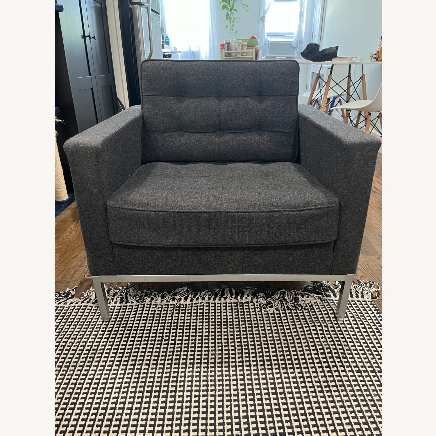 Dark Gray Fabric Armchair - image-2