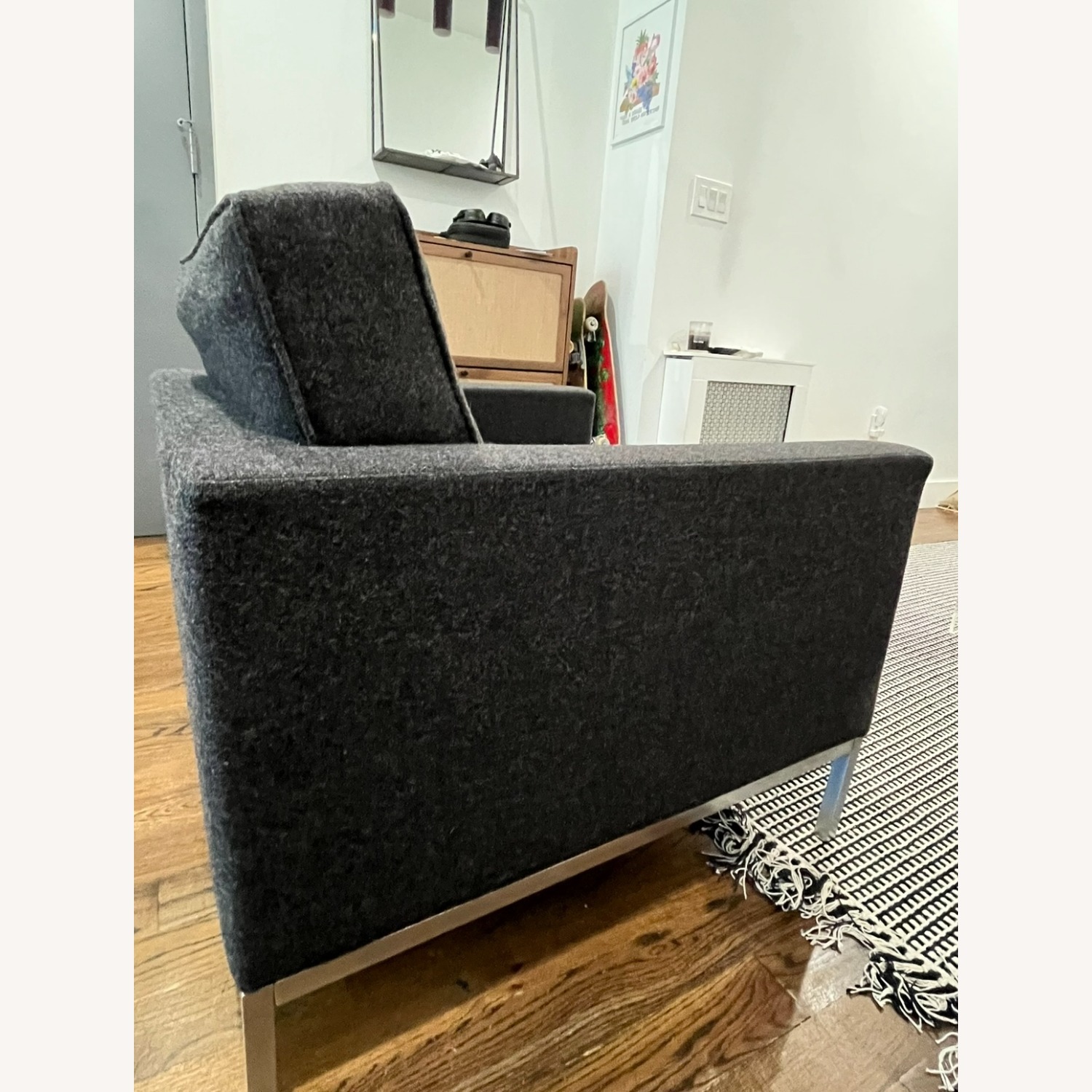 Dark Gray Fabric Armchair - image-4