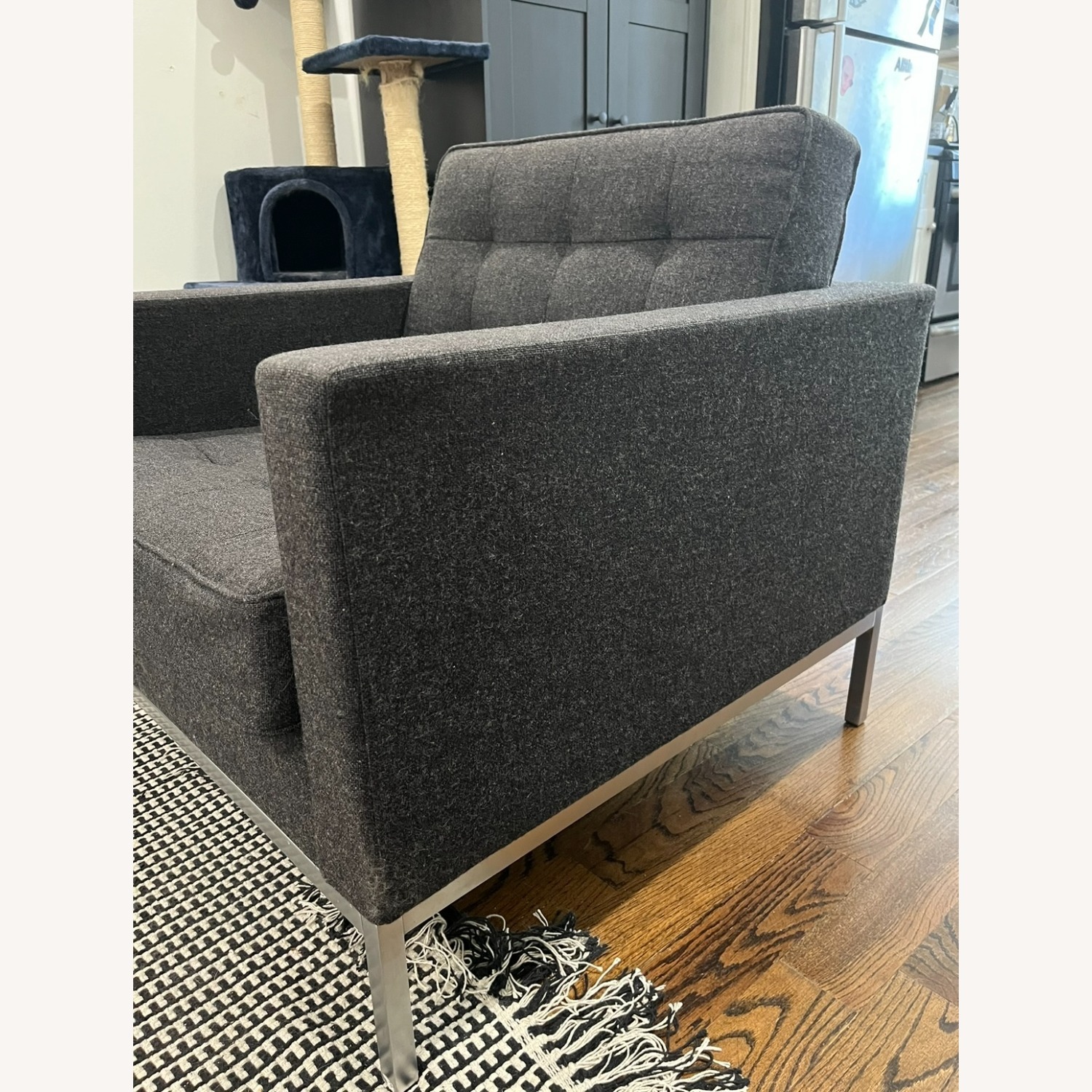 Dark Gray Fabric Armchair - image-3