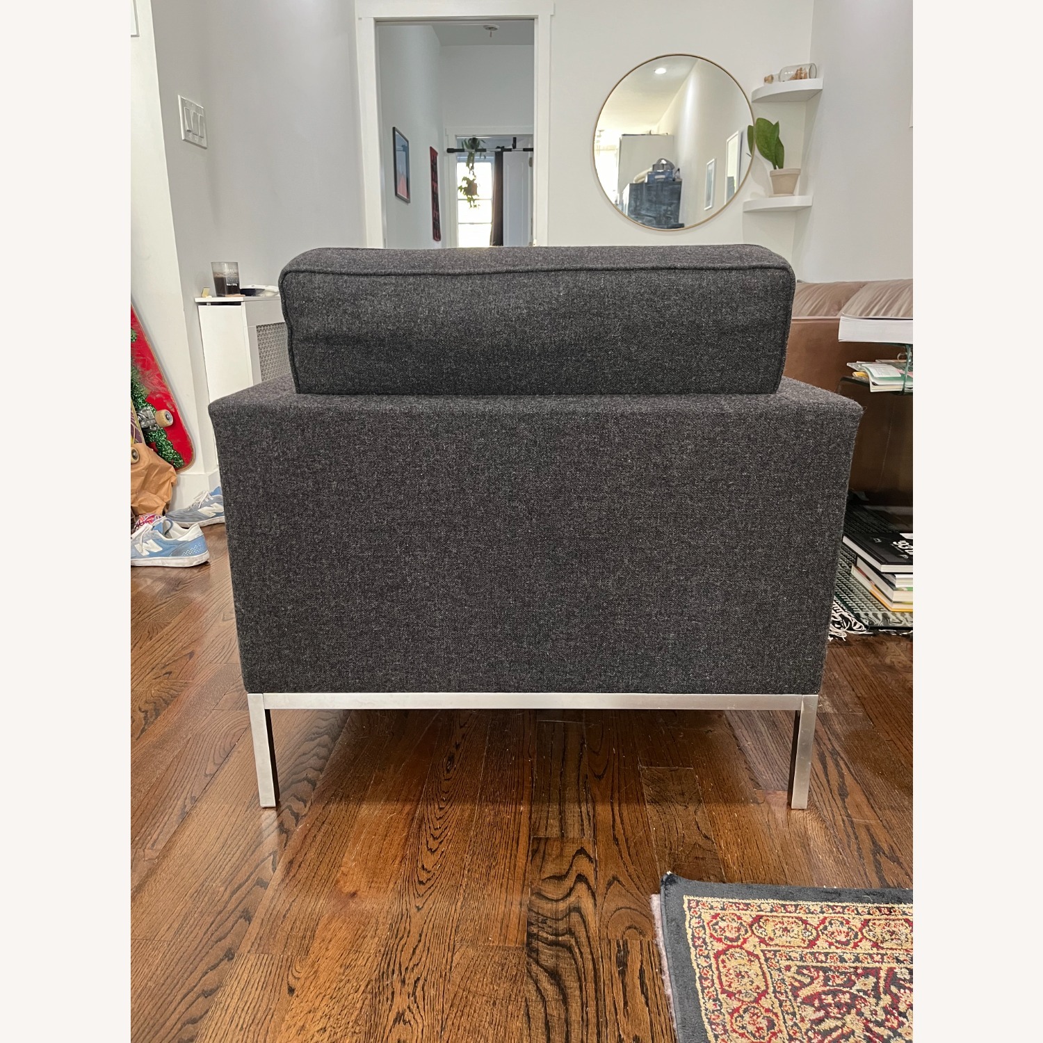 Dark Gray Fabric Armchair - image-5