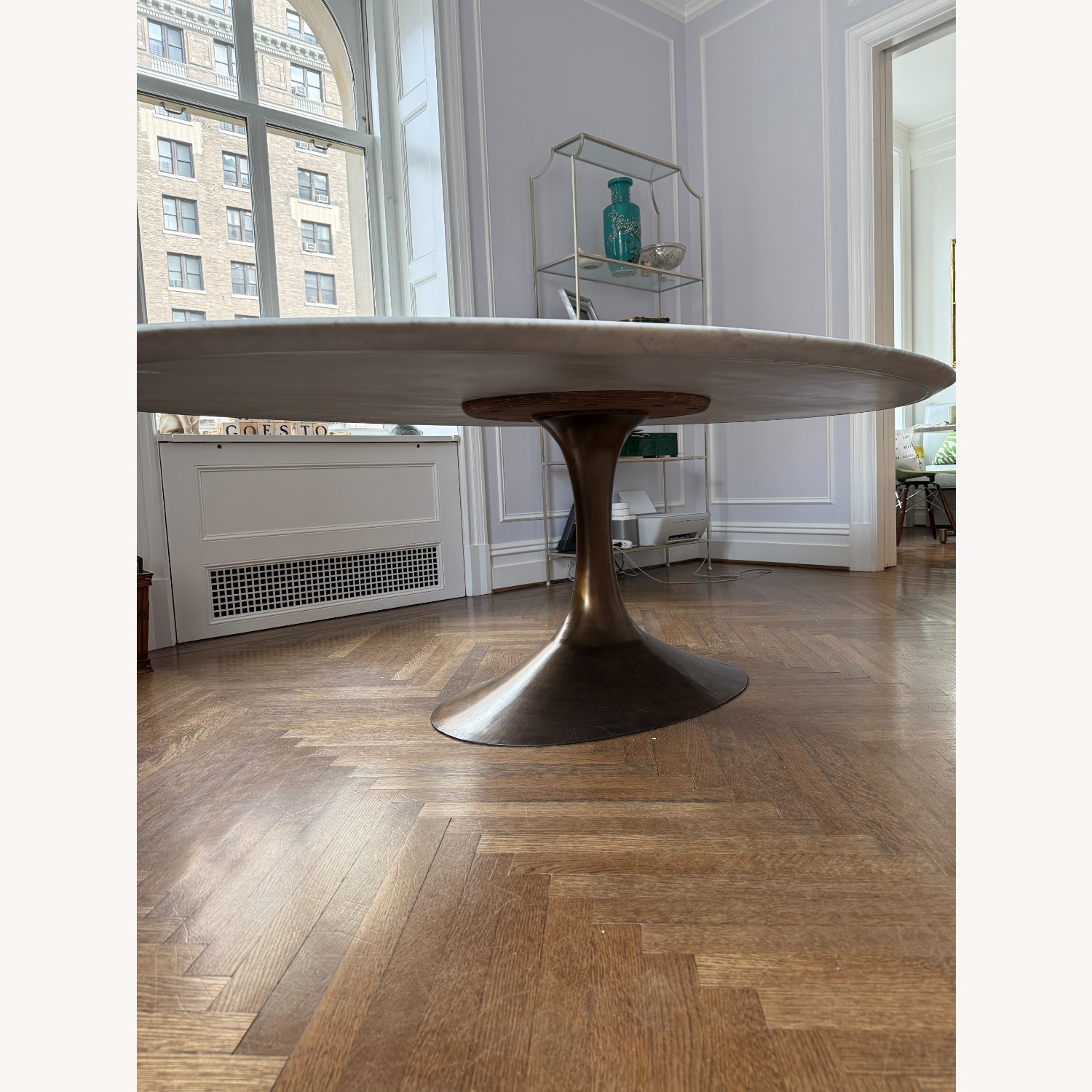 Restoration Hardware Aero Carrara Marble Dining Table - image-4