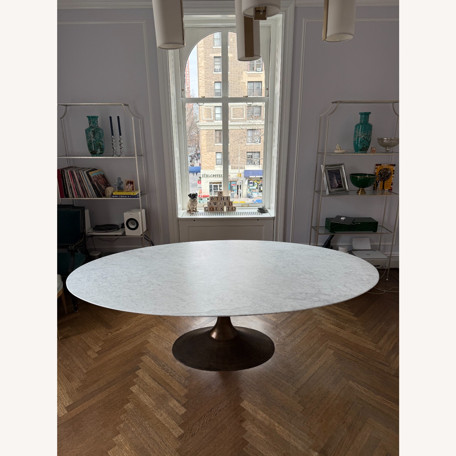 Restoration Hardware Aero Carrara Marble Dining Table - image-2