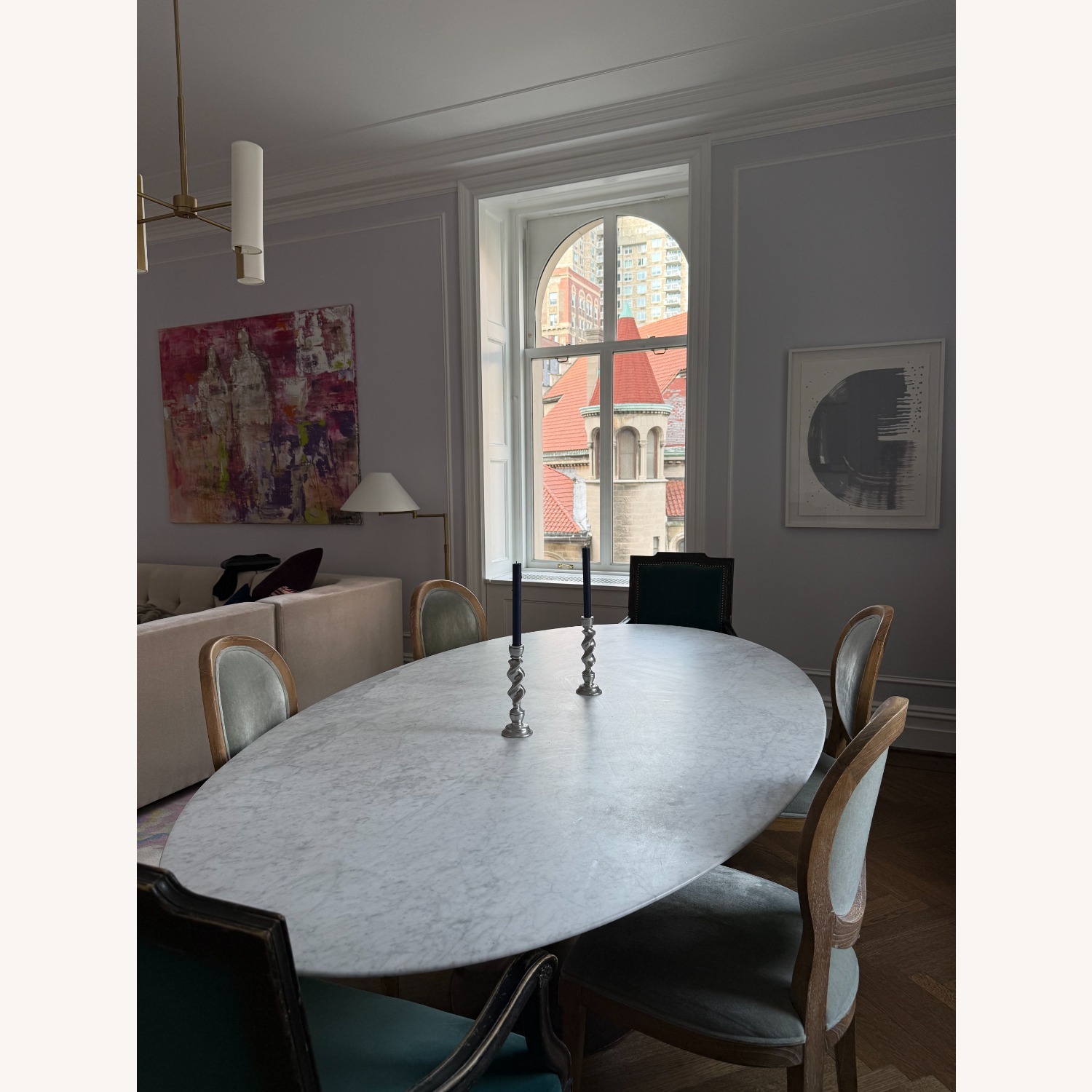 Restoration Hardware Aero Carrara Marble Dining Table - image-1