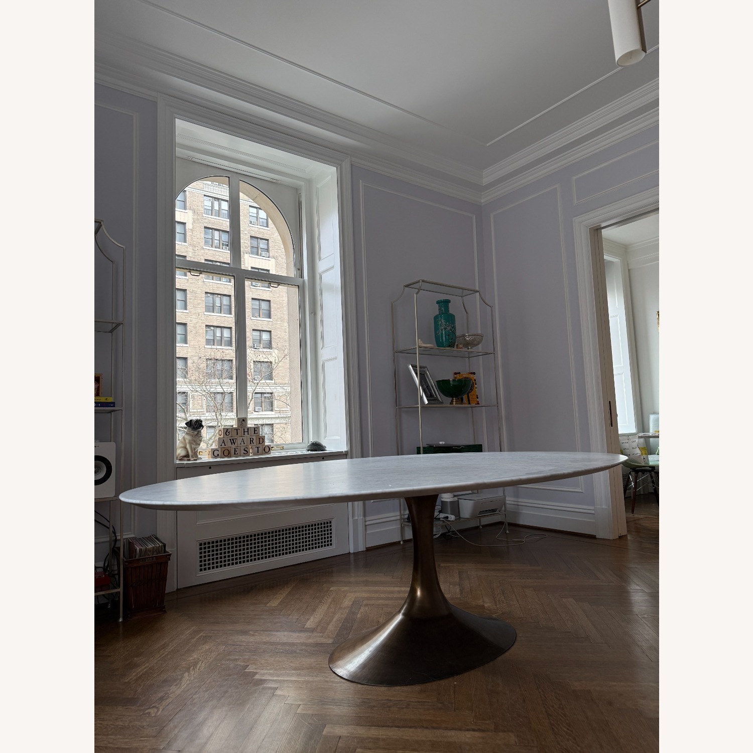 Restoration Hardware Aero Carrara Marble Dining Table - image-3