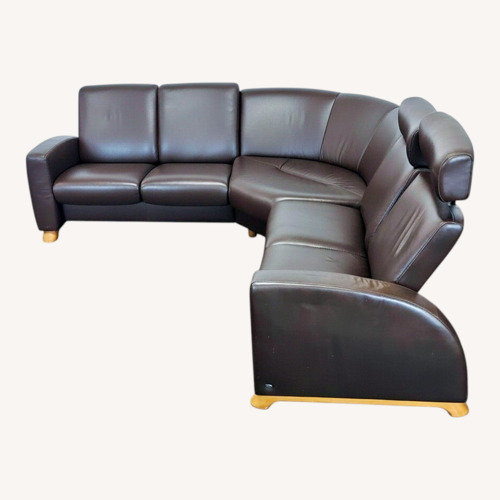 Used Stressless Brown Leather Sectional Sofa with Wood for sale on AptDeco
