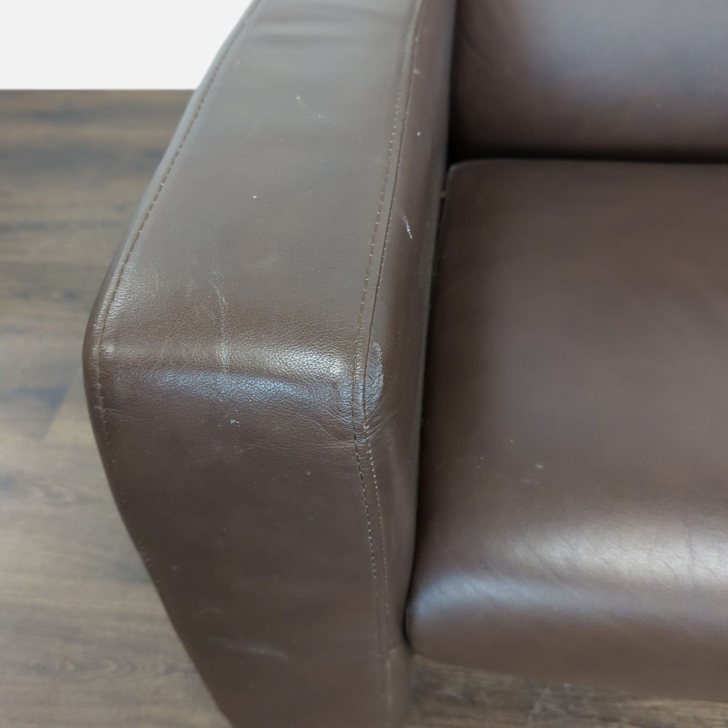 Stressless Brown Leather Sectional Sofa with Wood - image-6