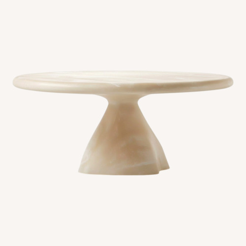 Used CB2 Espira 35" Round Cream Marbled Resin Coffee Table for sale on AptDeco