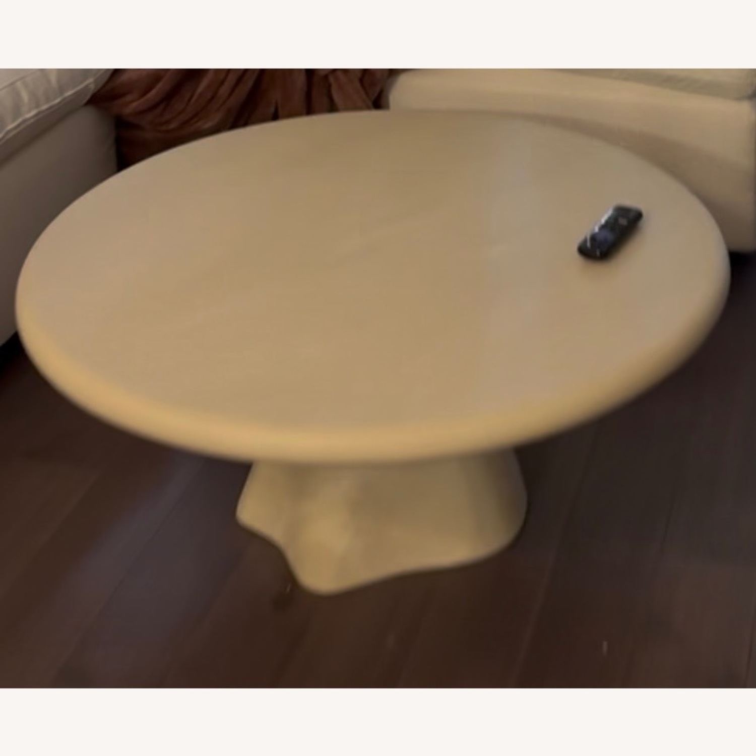 CB2 Espira 35" Round Cream Marbled Resin Coffee Table - image-2