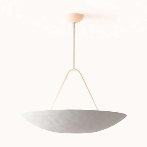 Used West Elm White Florent Pendant (26") Metal Ceiling Lamp for sale on AptDeco