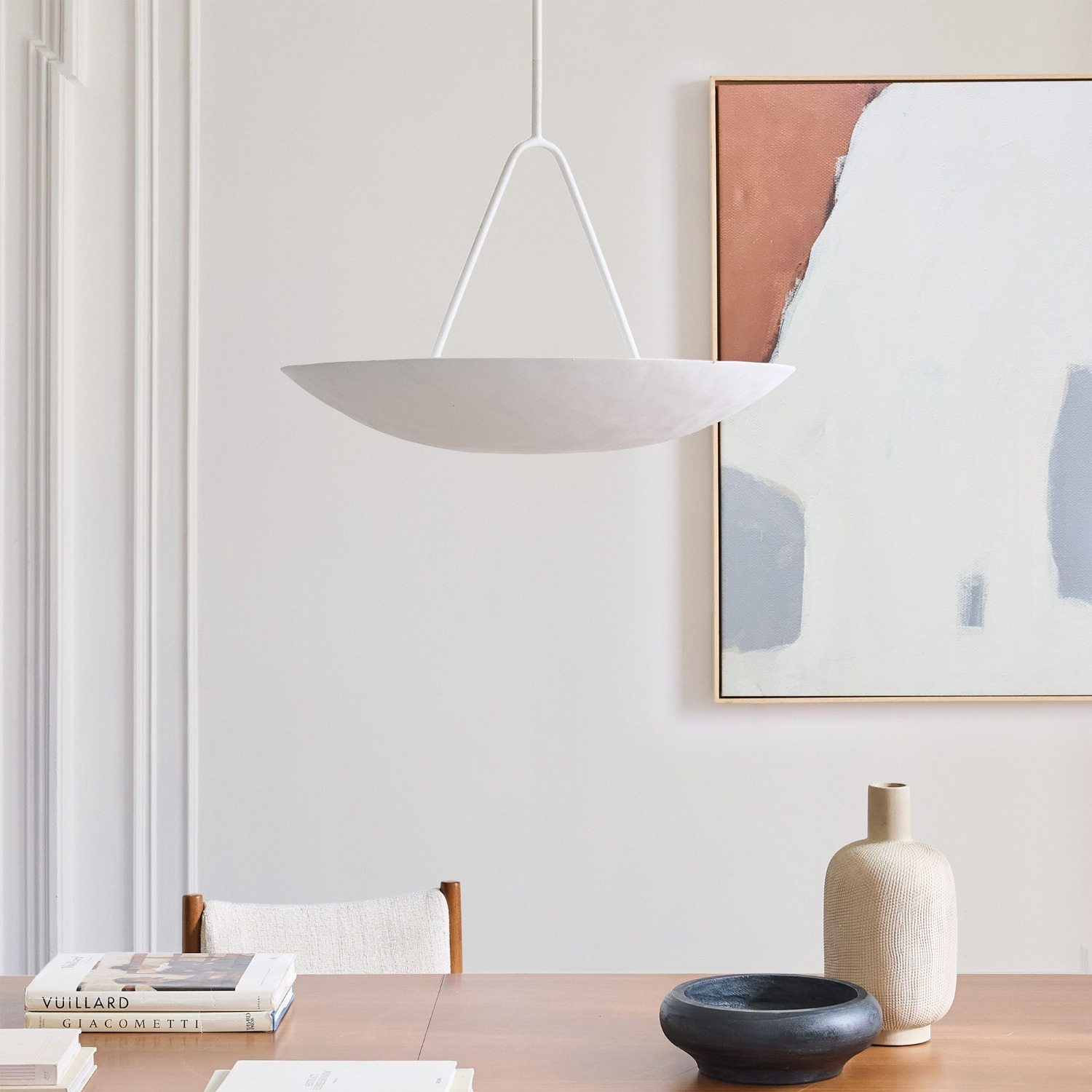 West Elm White Florent Pendant (26") Metal Ceiling Lamp - image-2