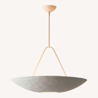 West Elm White Florent Pendant (26") Metal Ceiling Lamp
