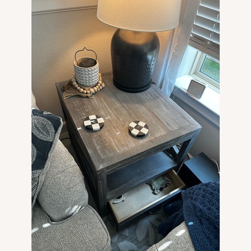 Used Rooms To Go Savenay Light Gray Wood Side Tables for sale on AptDeco