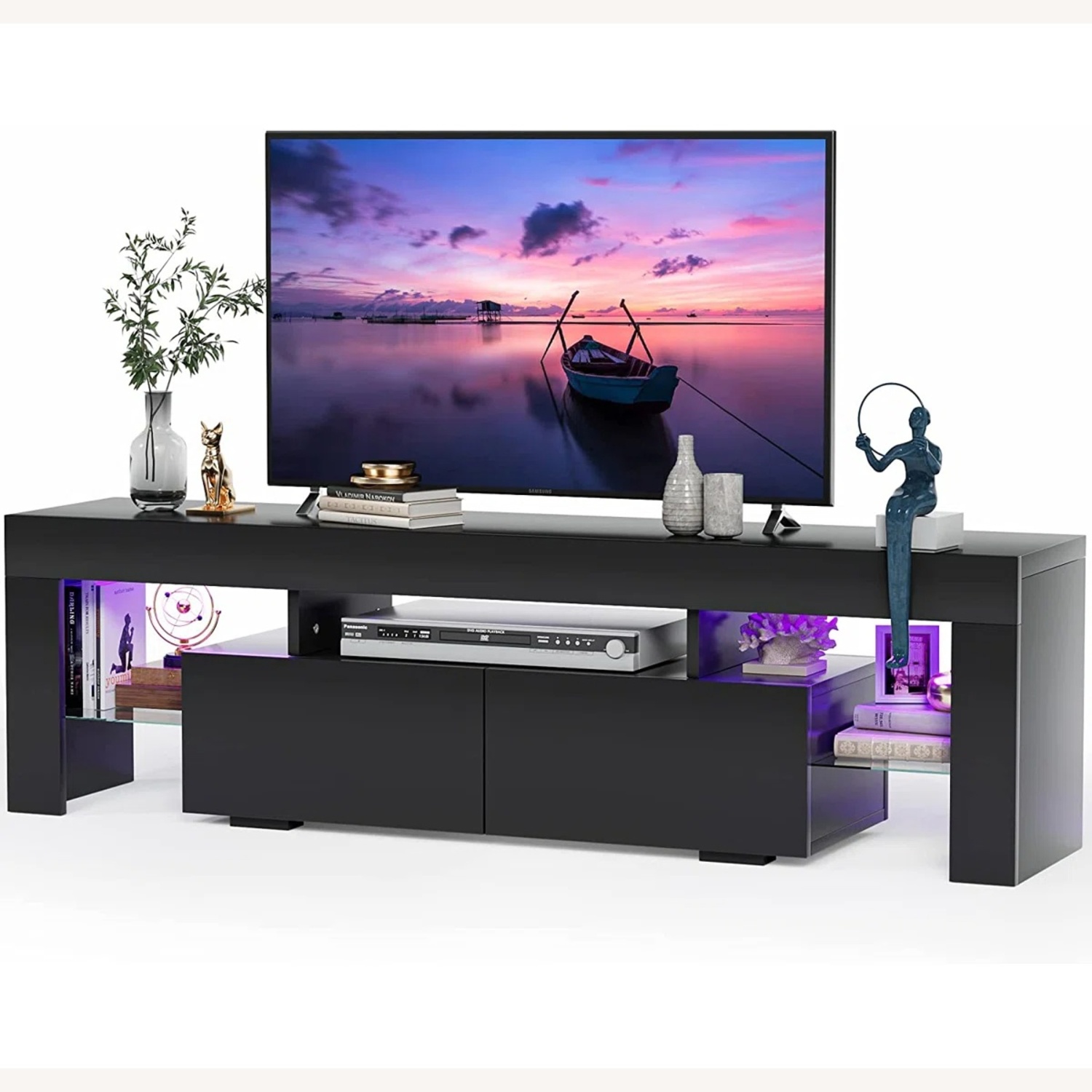 Wayfair Manjesh Black Wood Media Storage - image-4