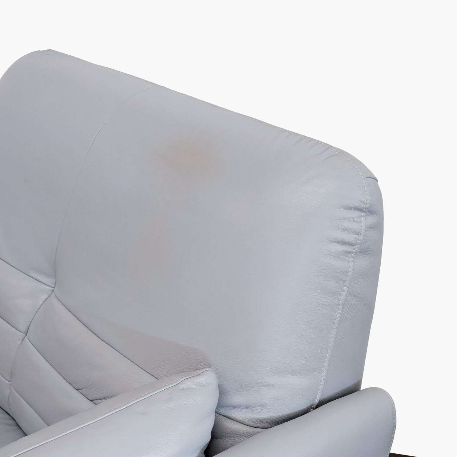 Modern Light Gray Leather Lounge Chair with Metal - image-8