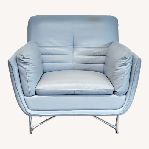 Used Modern Light Gray Leather Lounge Chair with Metal for sale on AptDeco