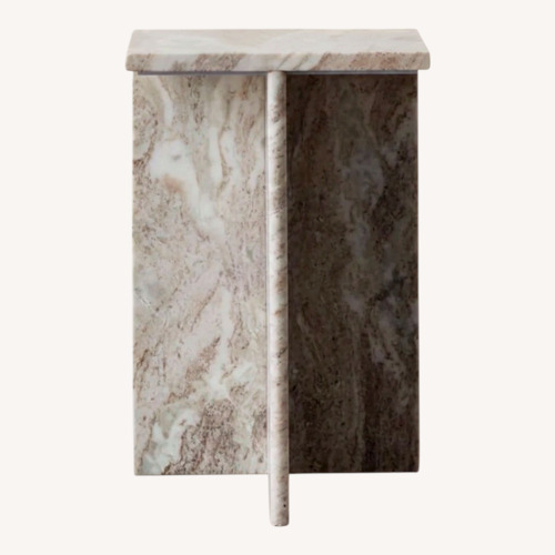 Used CB2 Pink Marble T Tall Marble Side Table for sale on AptDeco