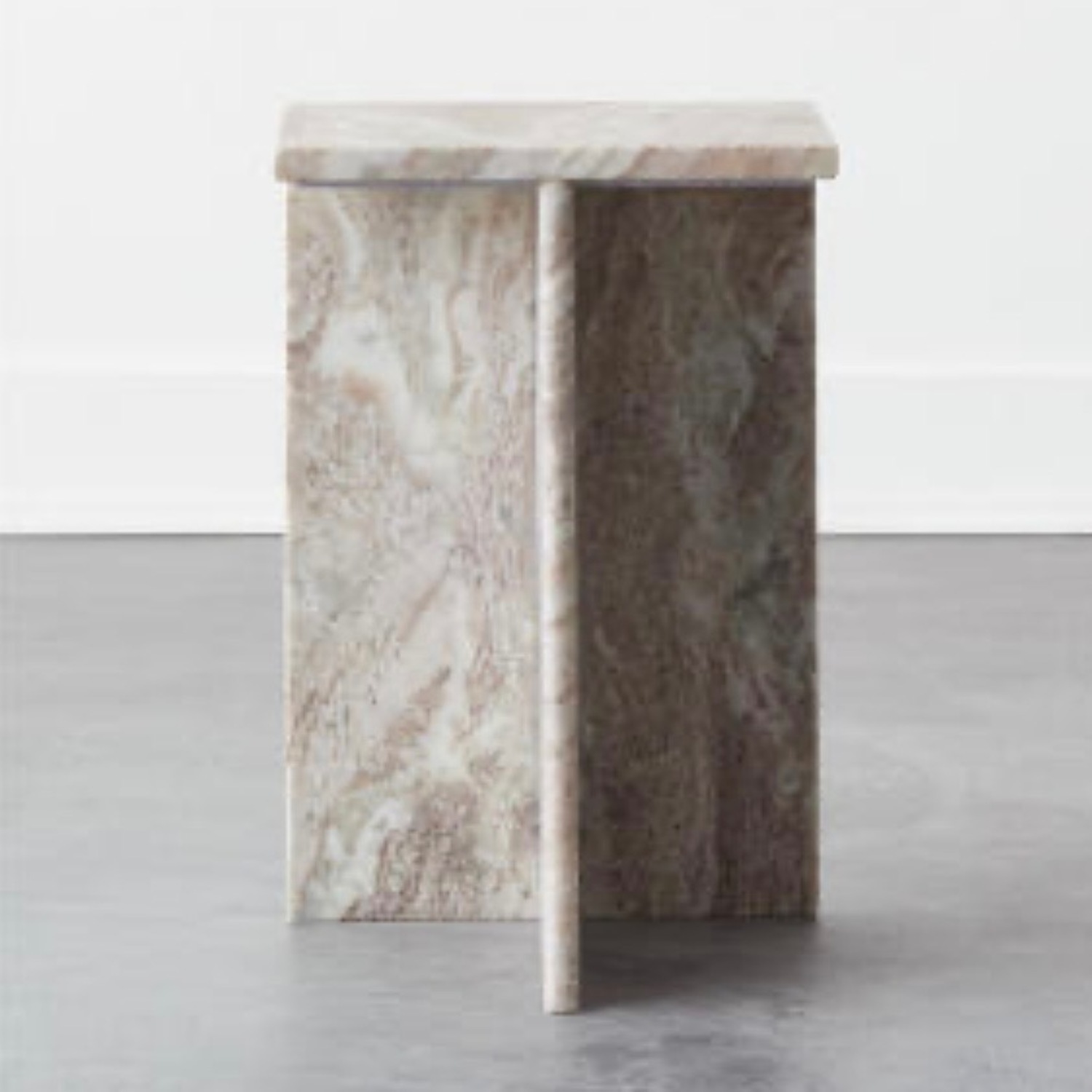 CB2 Pink Marble T Tall Marble Side Table - image-2