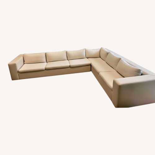 Used Monarch Furniture White Fabric 2 Piece Sectional for sale on AptDeco