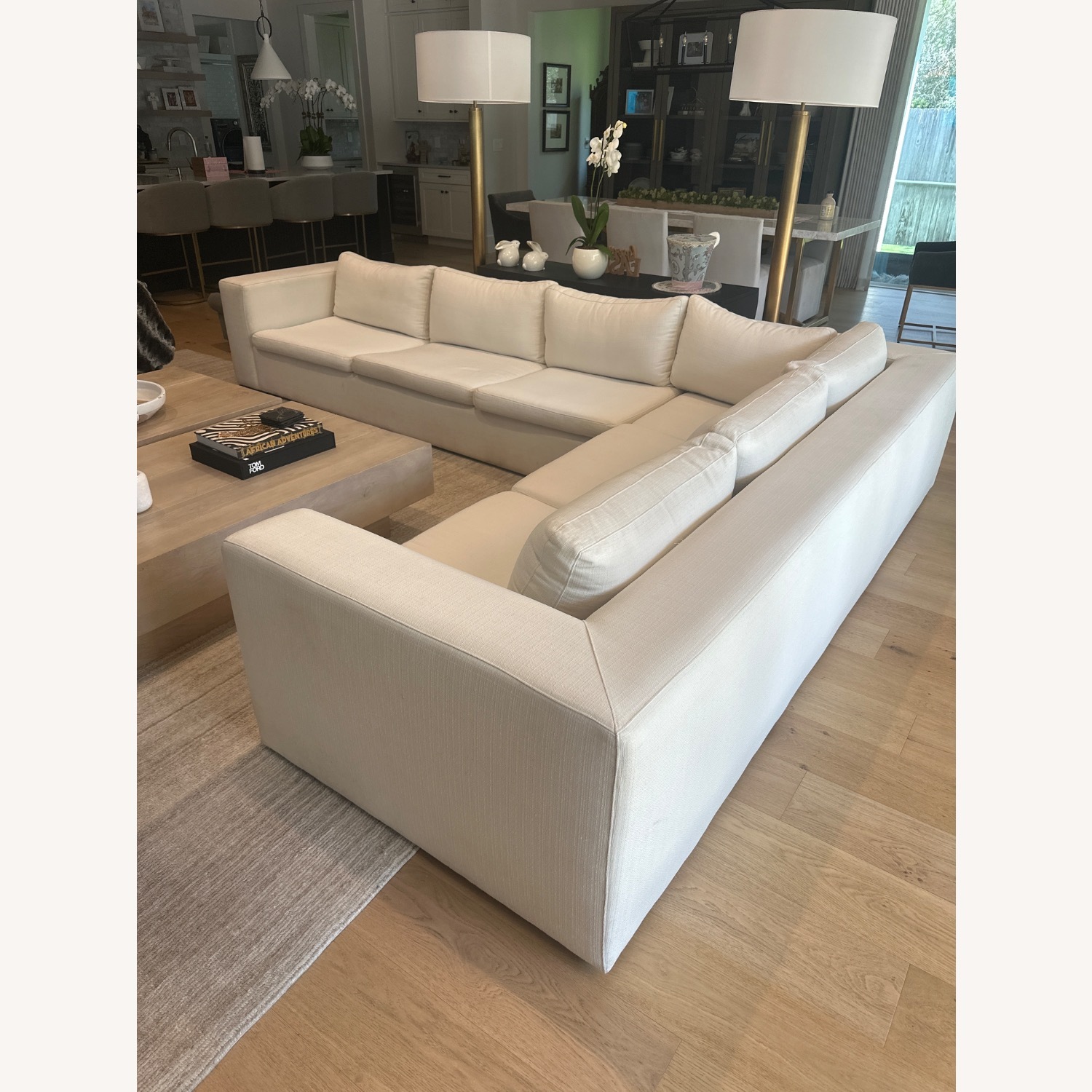 Monarch Furniture White Fabric 2 Piece Sectional - image-2