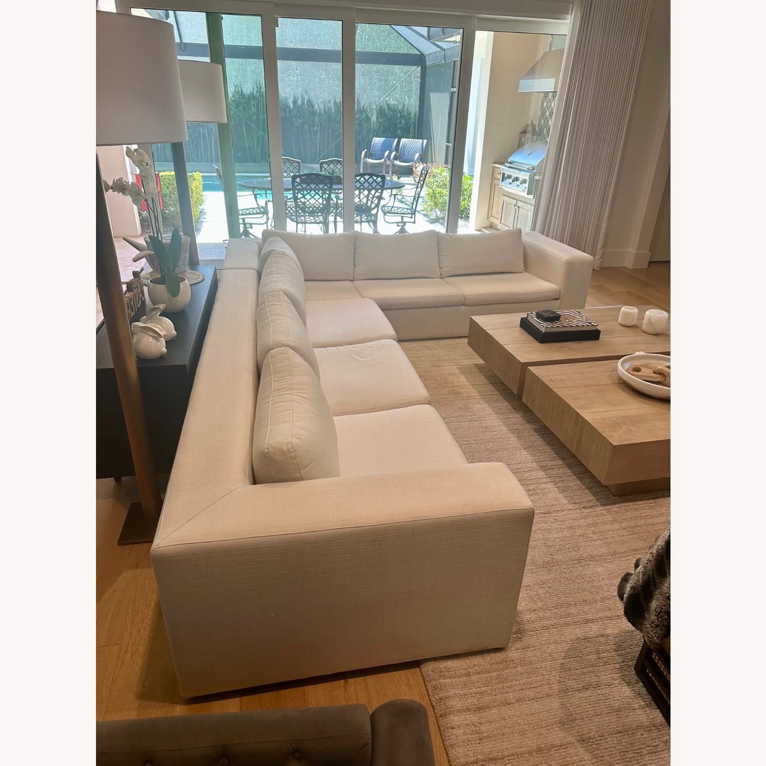 Monarch Furniture White Fabric 2 Piece Sectional - image-3