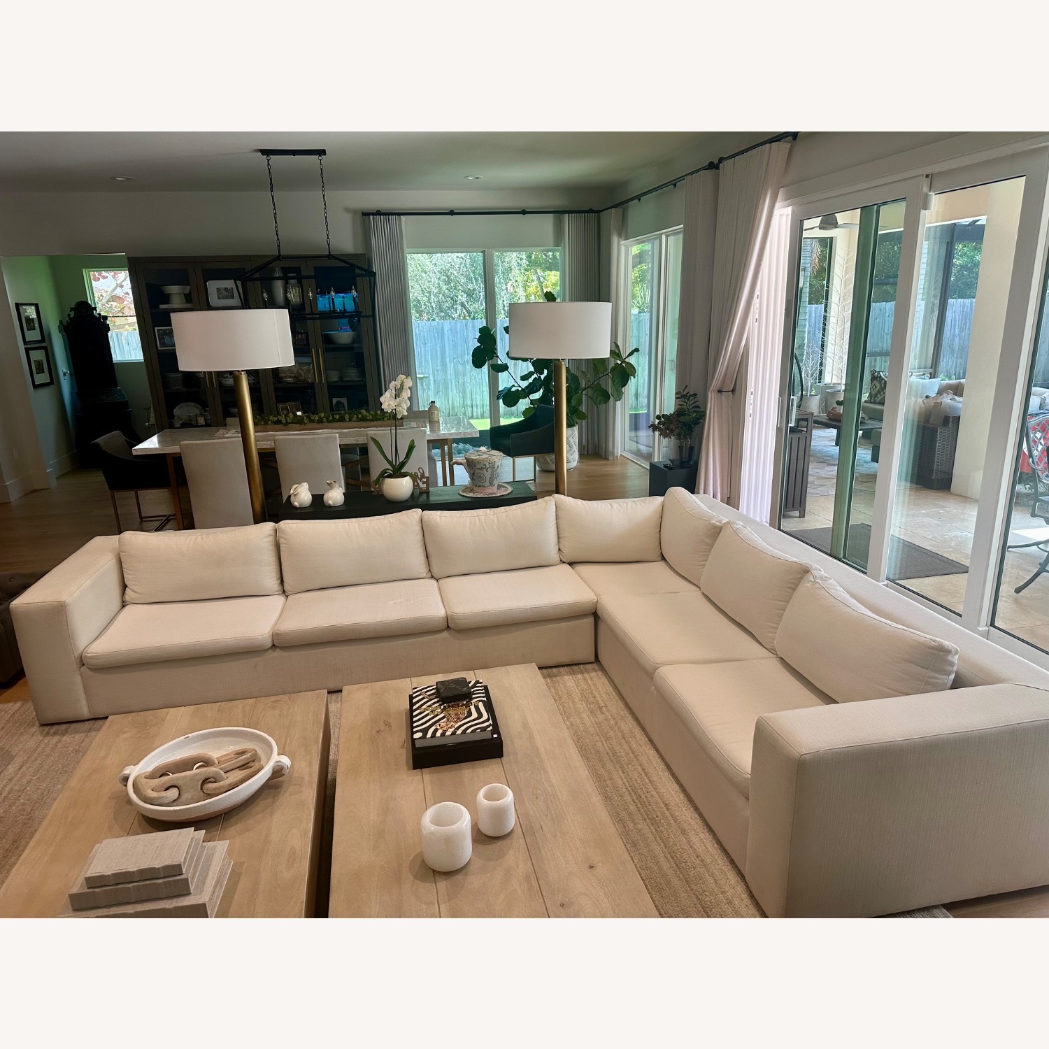 Monarch Furniture White Fabric 2 Piece Sectional - image-1