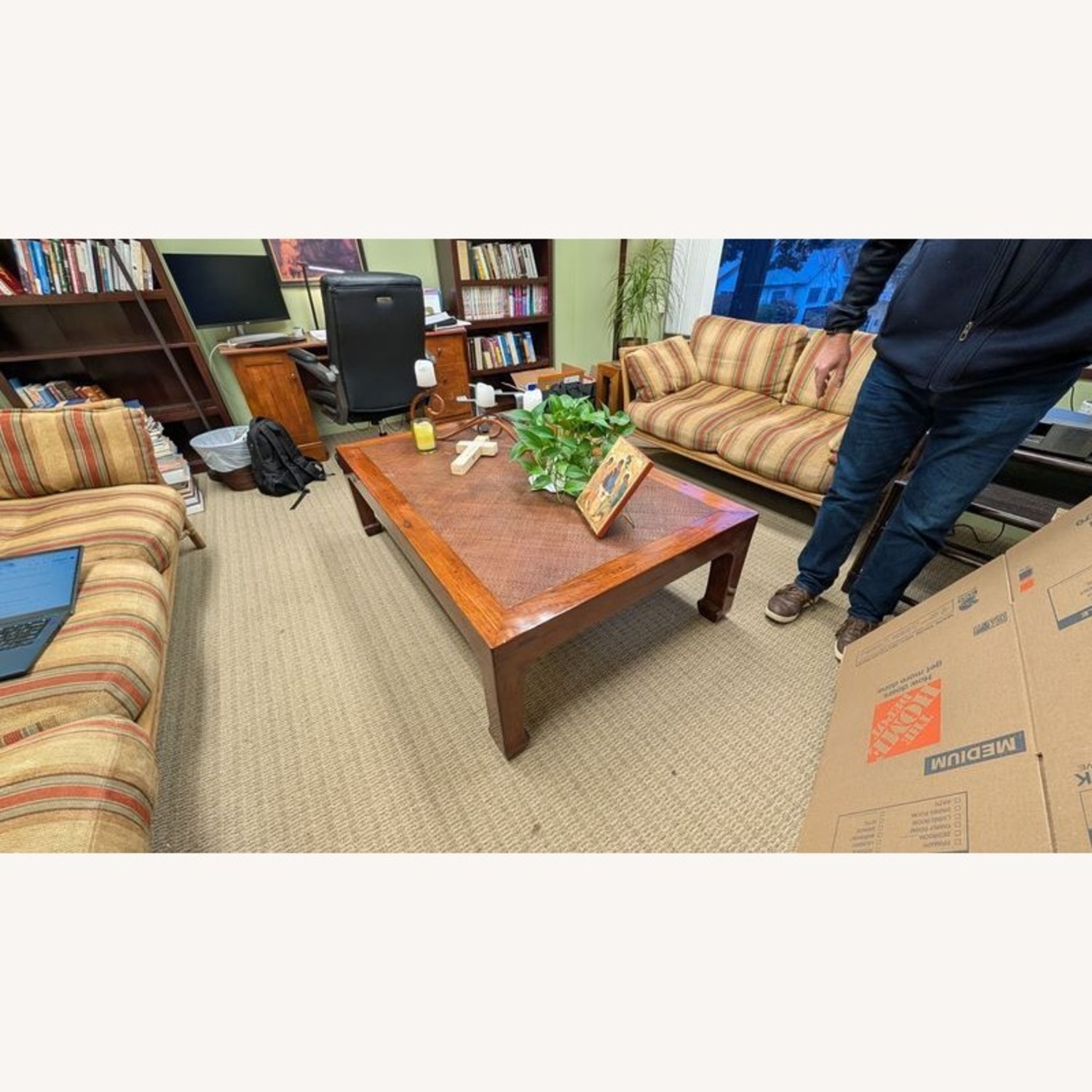 Ming Style Coffee Table with Herringbone Pattern  - image-1