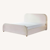King Bed Natural Lanet Linen Sleigh Bed
