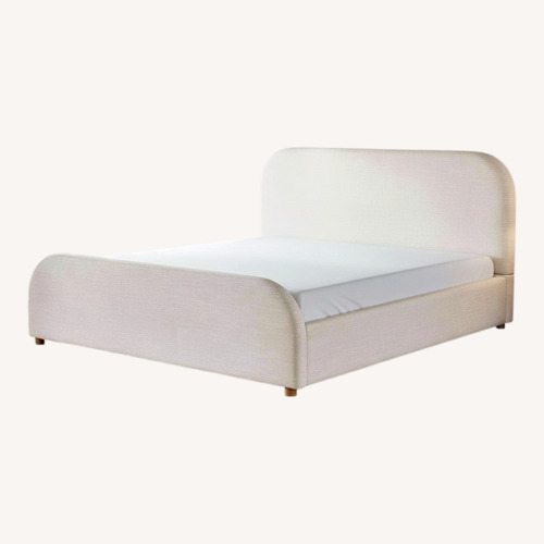 Used King Bed Natural Lanet Linen Sleigh Bed for sale on AptDeco