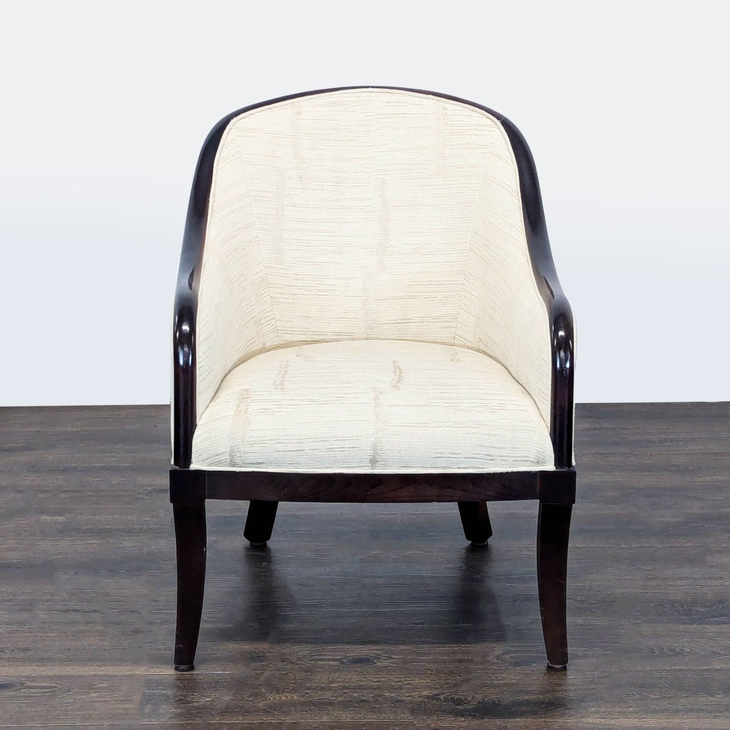 Classic Lounge Chair with Dark Wood Frame & Cream	 - image-3