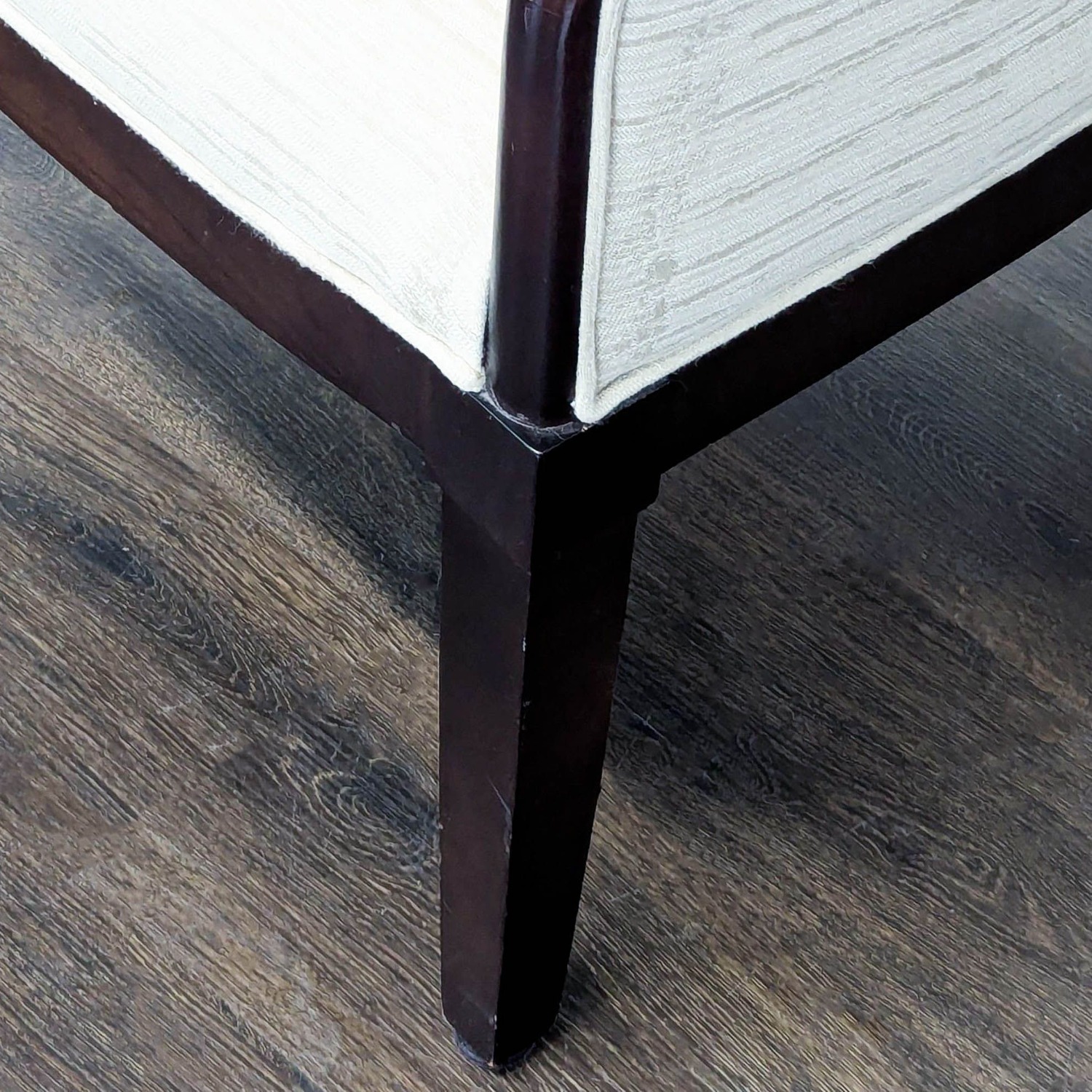 Classic Lounge Chair with Dark Wood Frame & Cream	 - image-8