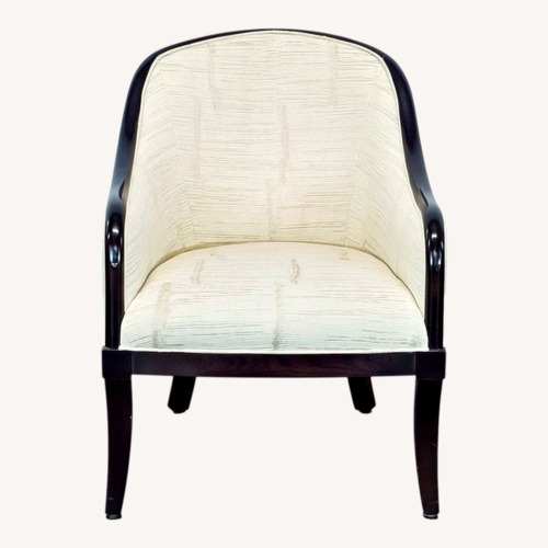 Used Classic Lounge Chair with Dark Wood Frame & Cream	 for sale on AptDeco