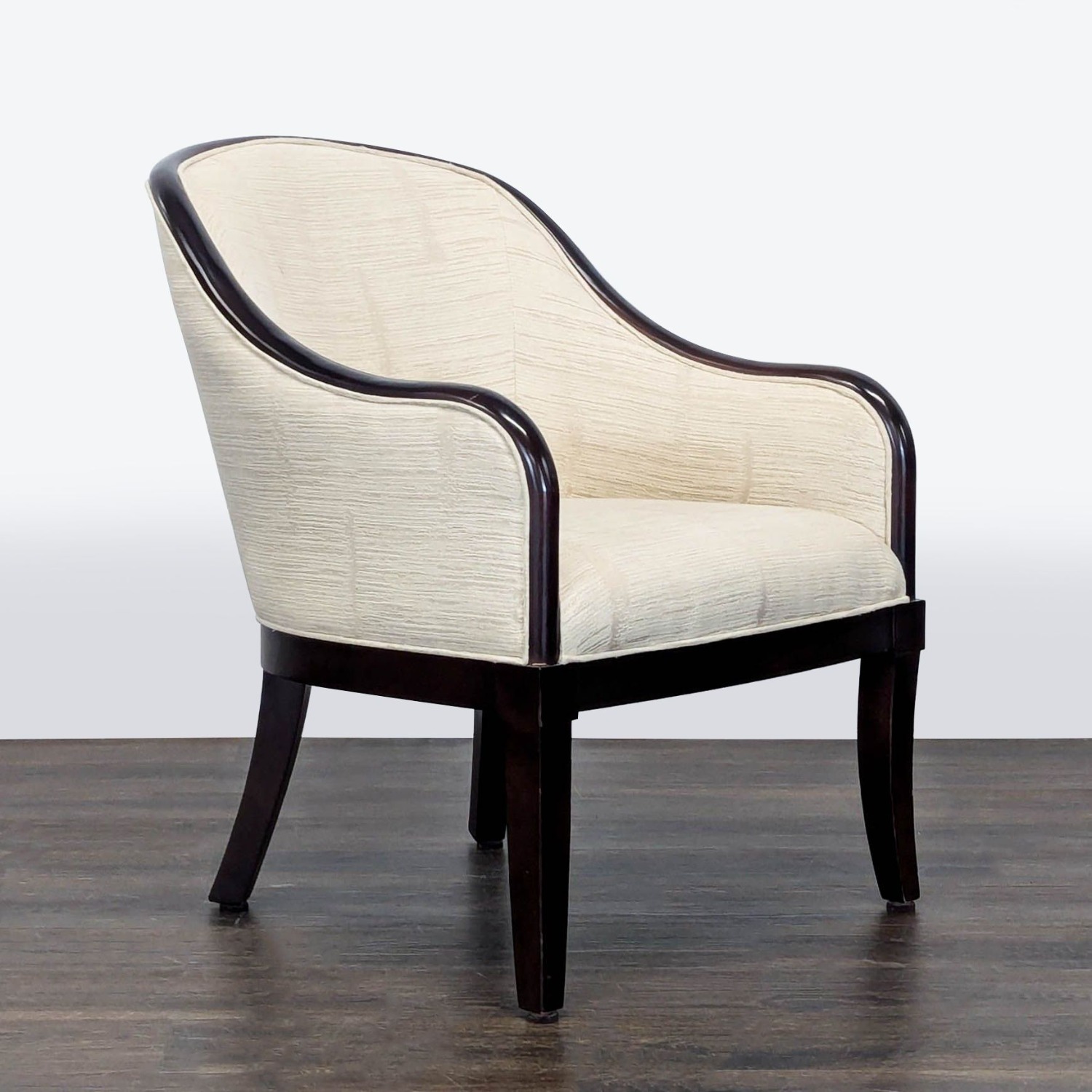 Classic Lounge Chair with Dark Wood Frame & Cream	 - image-4