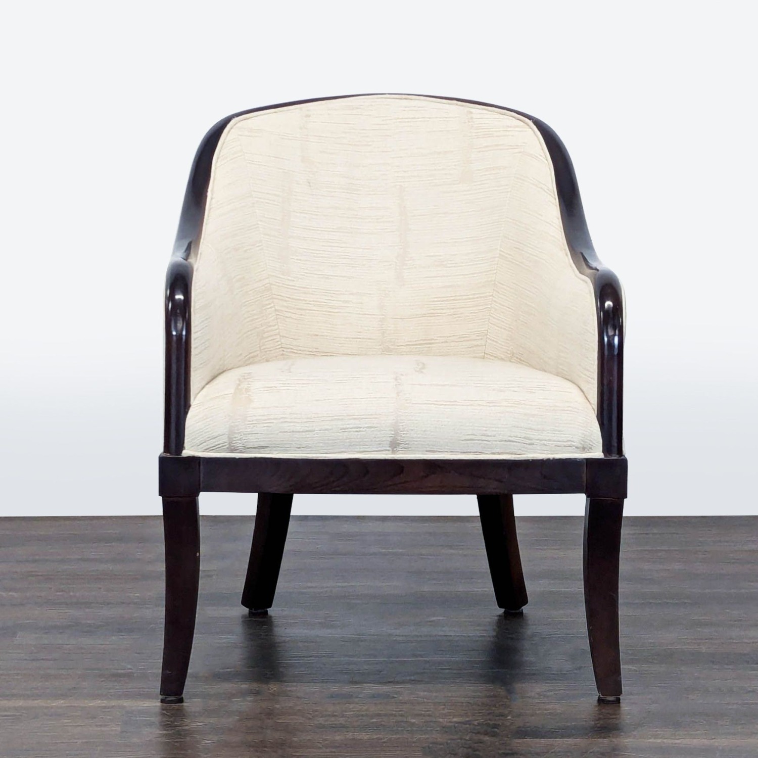 Classic Lounge Chair with Dark Wood Frame & Cream	 - image-2