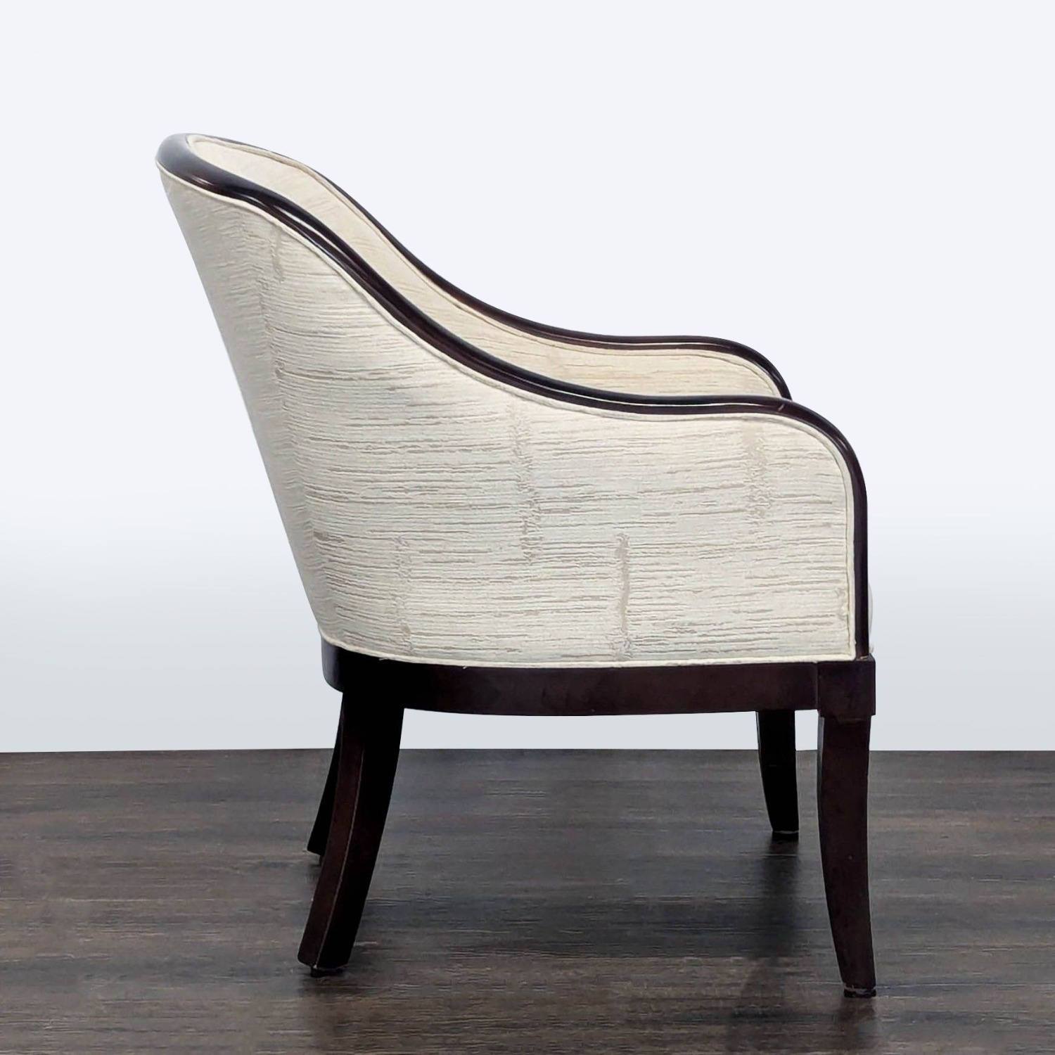 Classic Lounge Chair with Dark Wood Frame & Cream	 - image-5