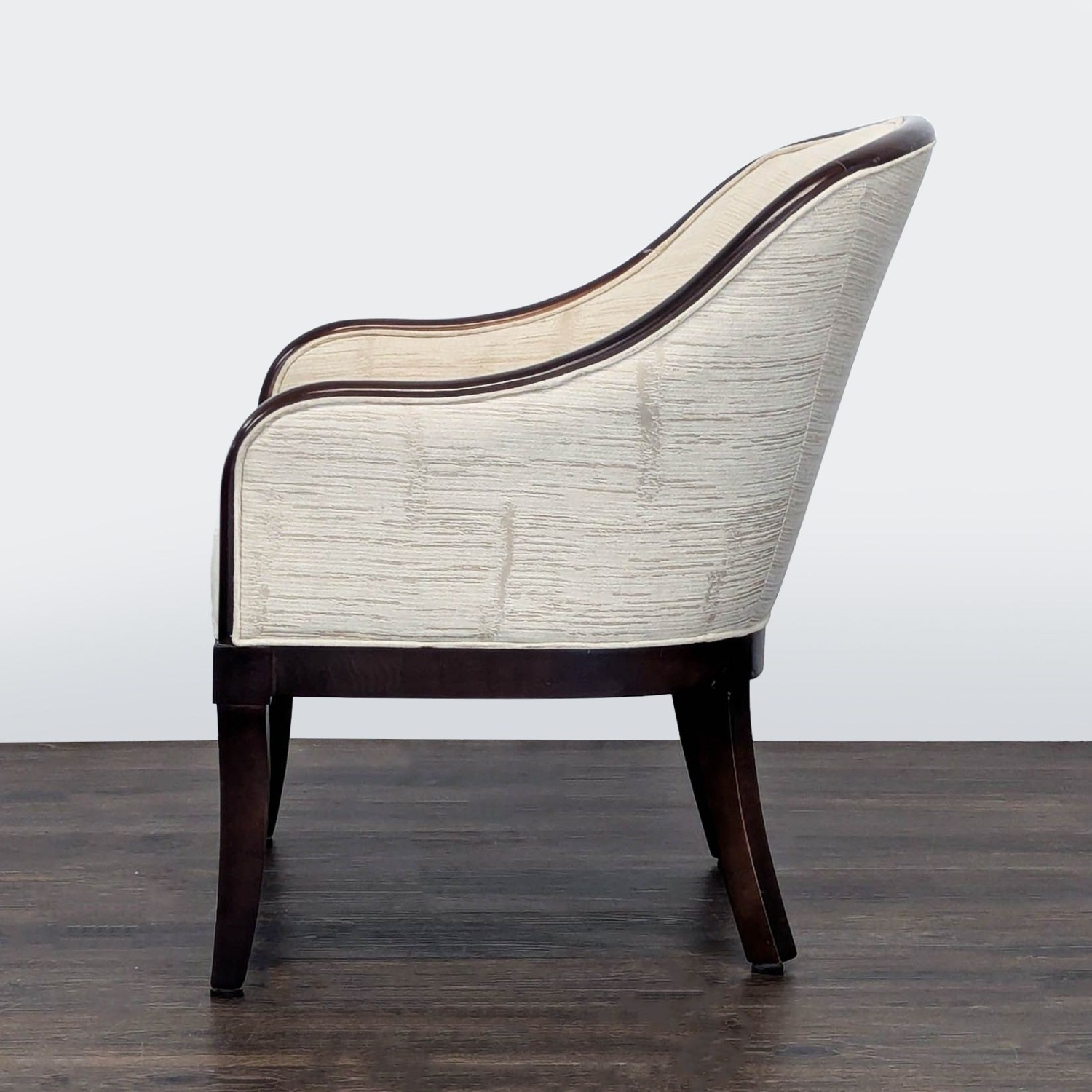 Classic Lounge Chair with Dark Wood Frame & Cream	 - image-7