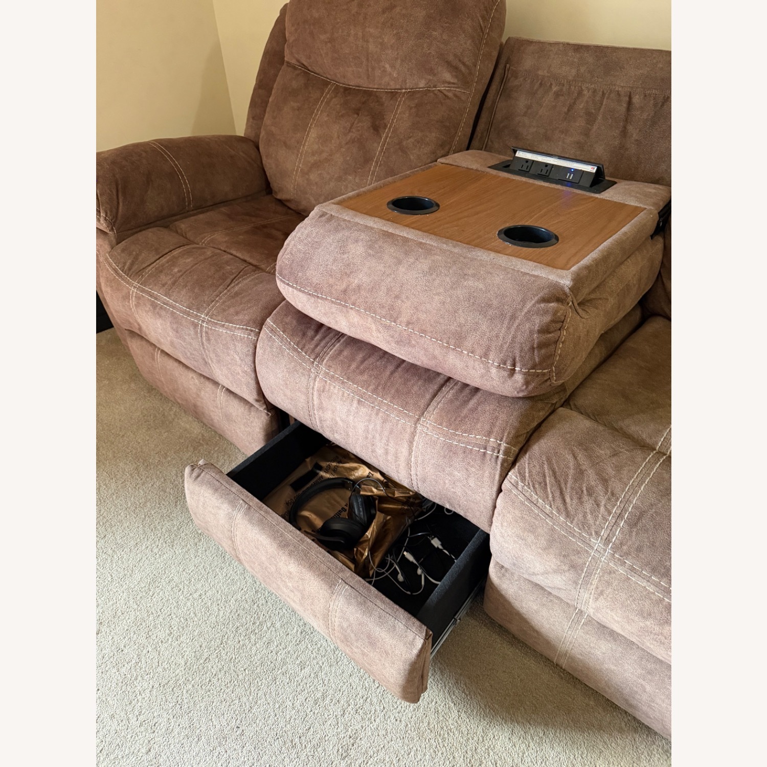 Ashley Light Brown 3+ Seater Recliner Sofa - image-4