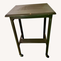 Vintage Antique Industrial Metal Wood Side Table