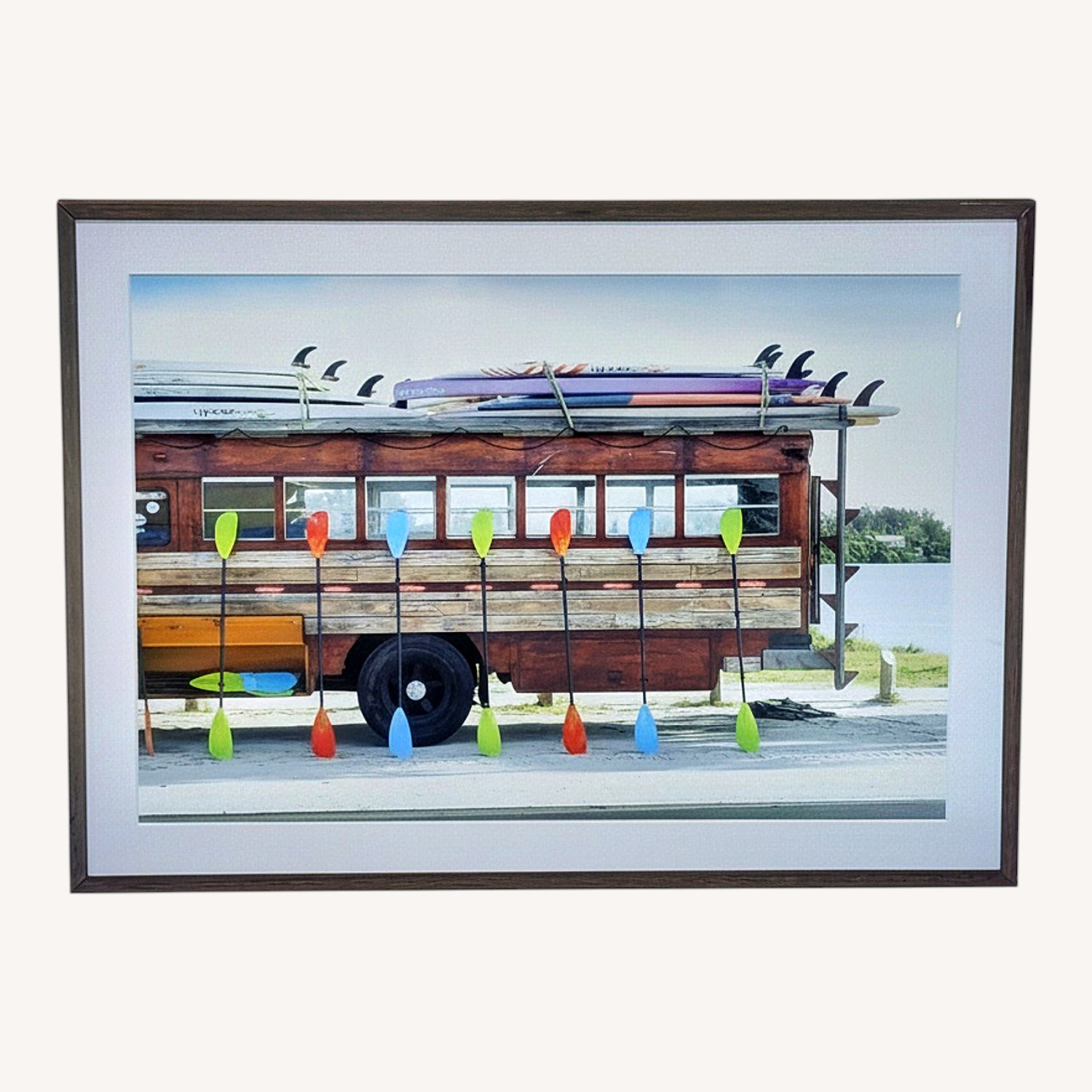 Framed Surf Bus Art Print with Colorful Paddles - image-6