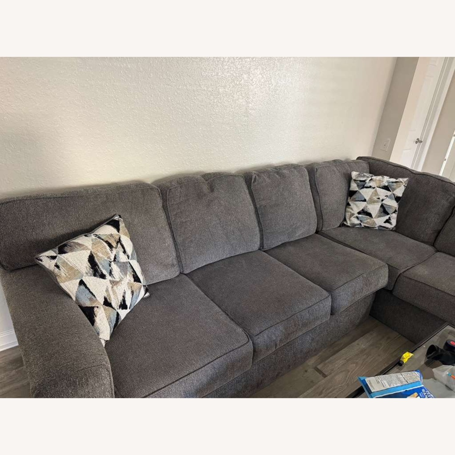 Dark Gray Fabric 3+ Piece Sectional - image-1