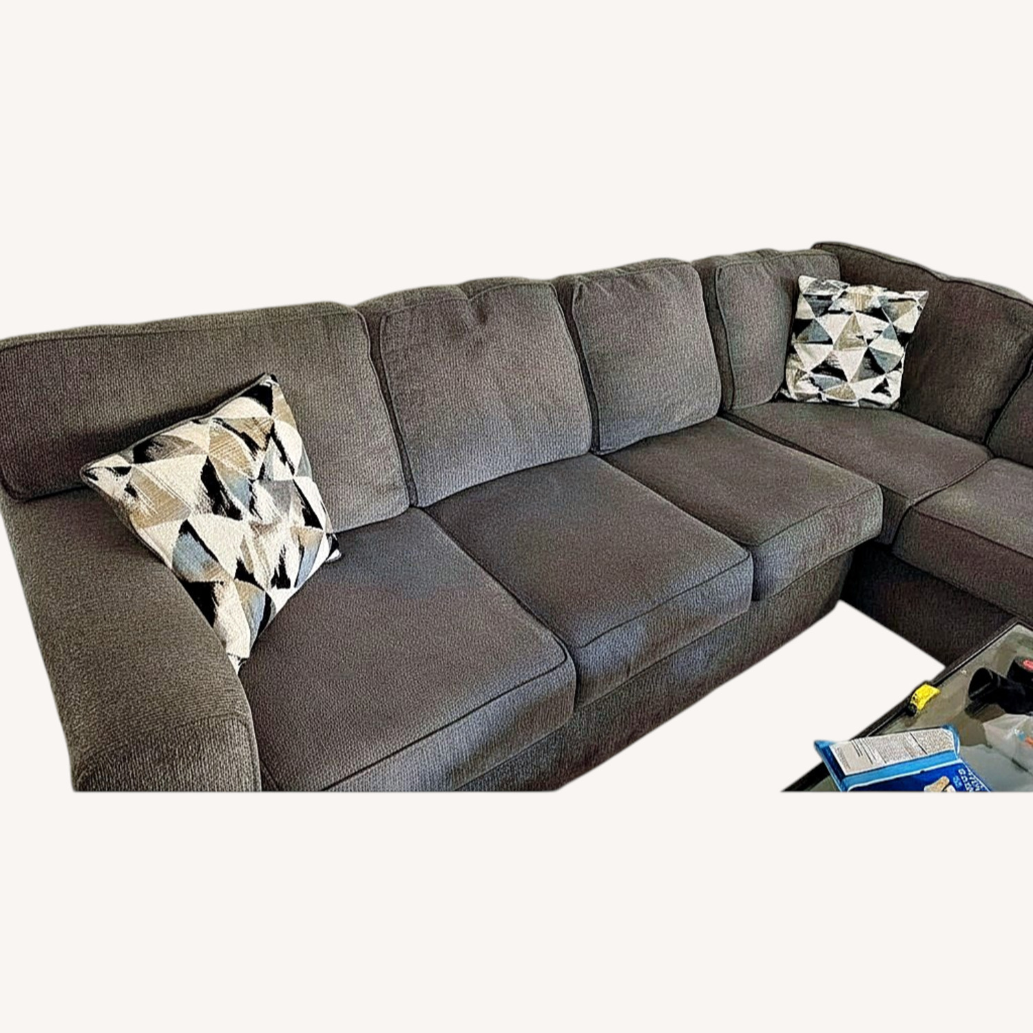 Dark Gray Fabric 3+ Piece Sectional - image-7