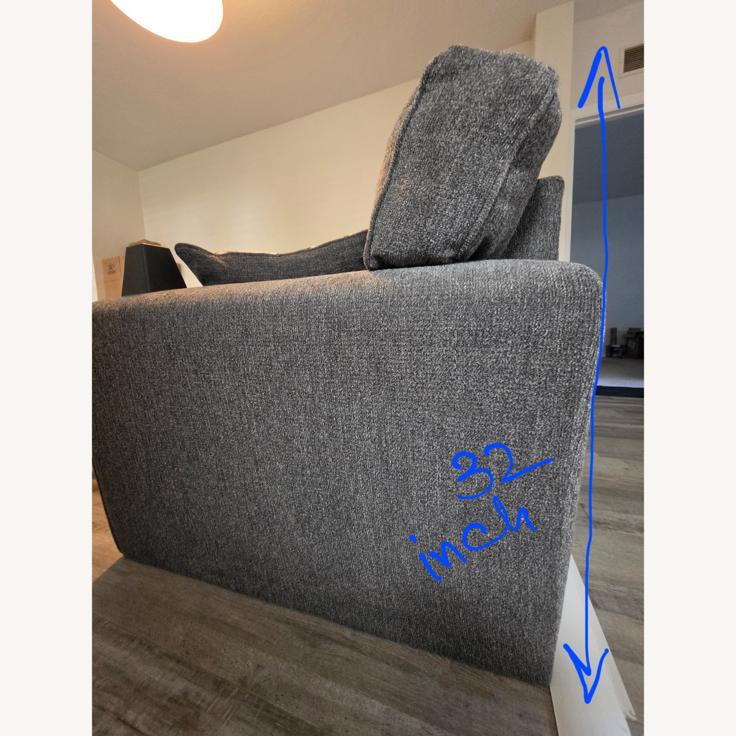 Dark Gray Fabric 3+ Piece Sectional - image-2