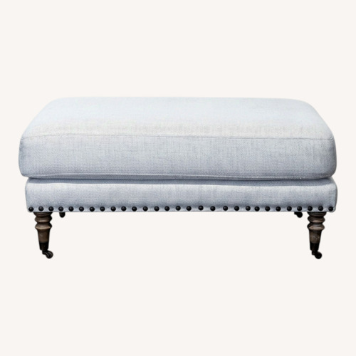 Used Upholstered Ottoman with Nailhead Trim	 for sale on AptDeco