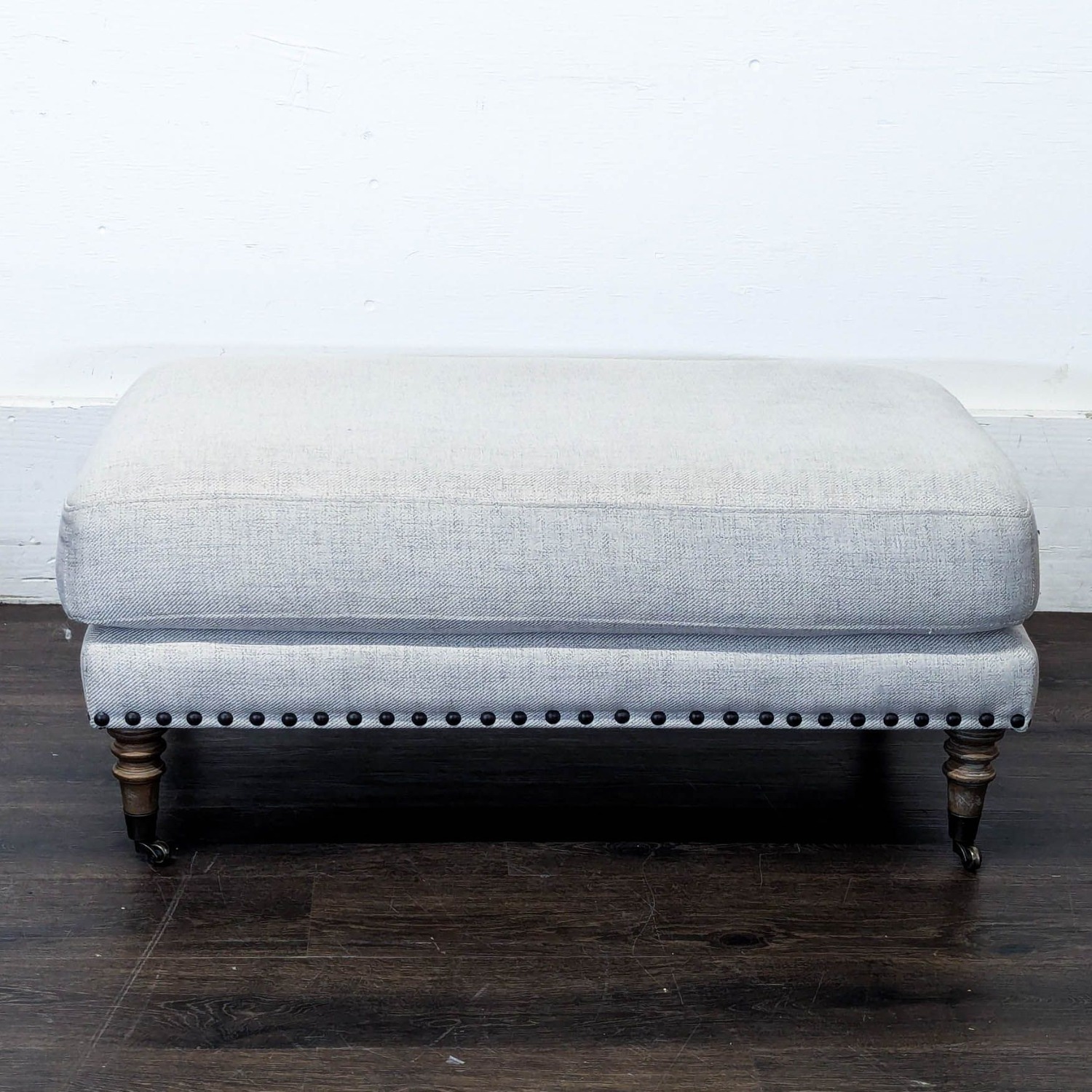 Upholstered Ottoman with Nailhead Trim	 - image-1