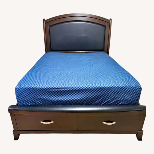 Used Queen Storage Bed w/ Headboard & Drawers for sale on AptDeco