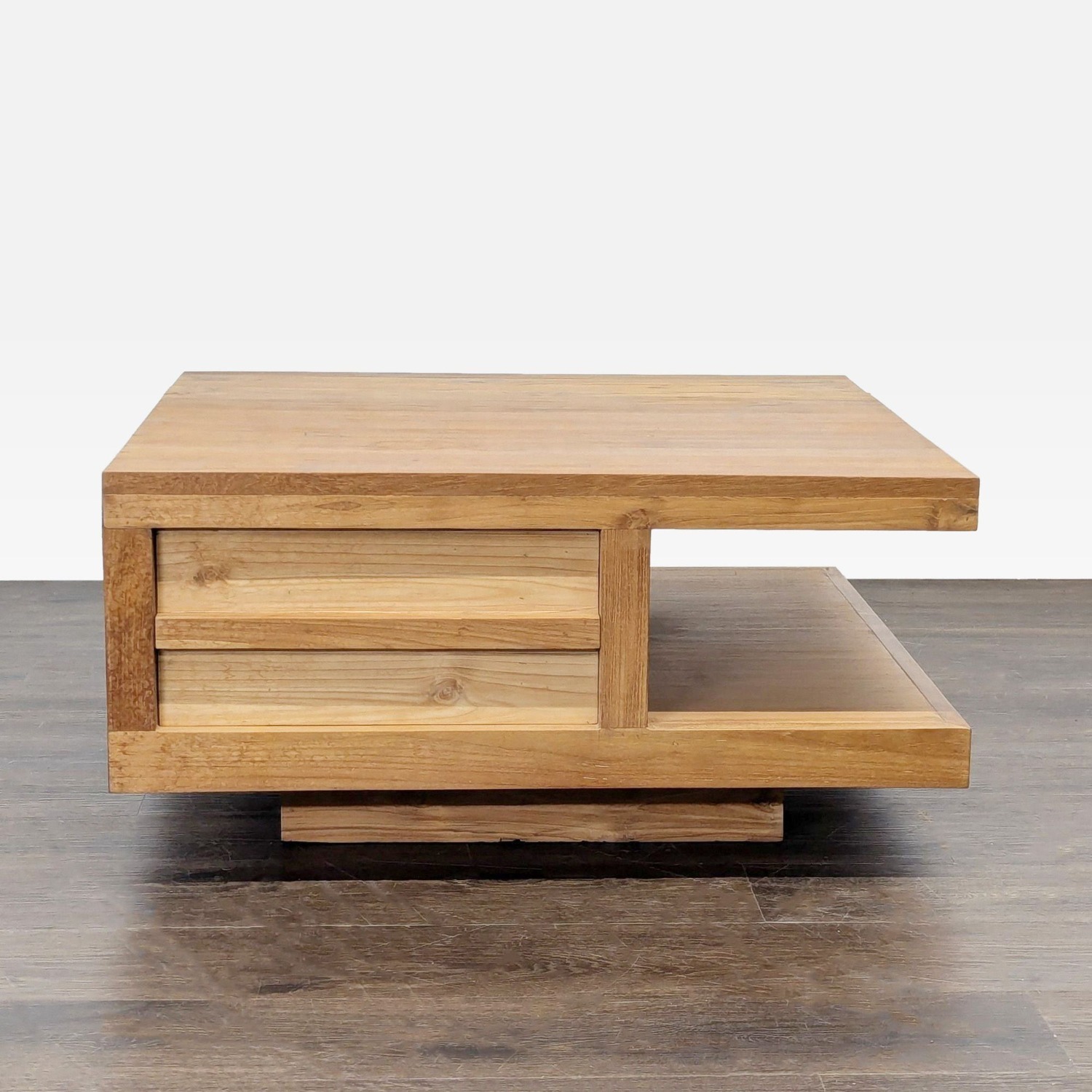 Two Tier Teak Coffee Table with Drawer - image-4