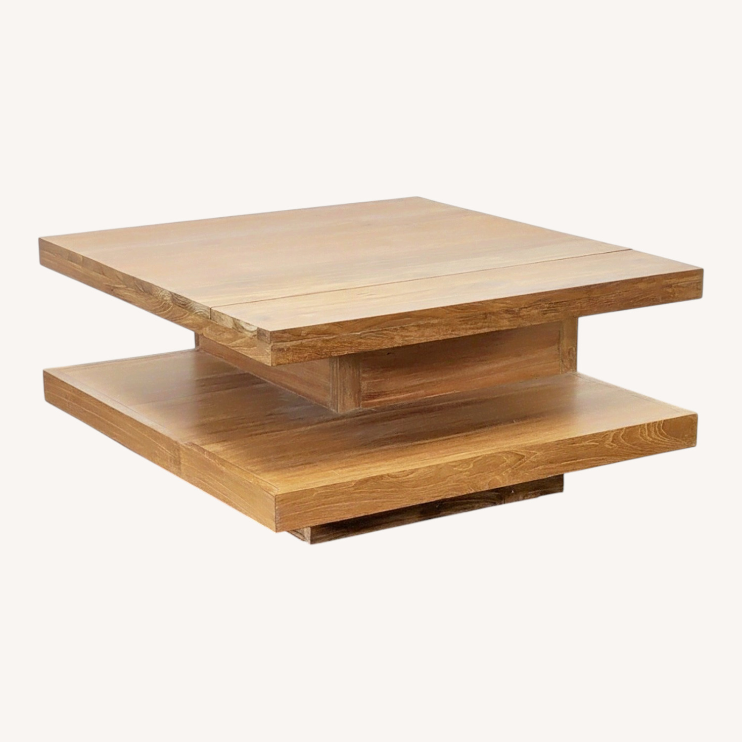 Two Tier Teak Coffee Table with Drawer - image-0