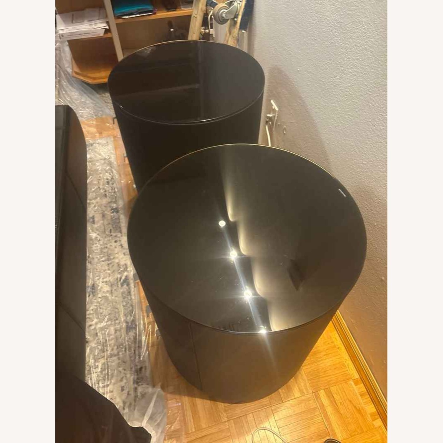 DeRUCCI Black Leather Nightstands - image-7